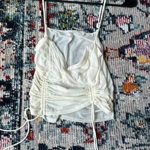 White Mesh Crop Top